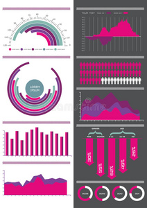 粉色信息图形集。