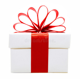 红色蝴蝶结白色圣诞礼品盒