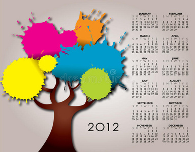 带树的2012日历