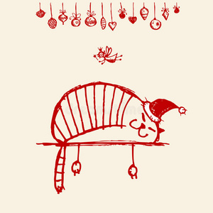 圣诞卡，有趣的圣诞猫为你设计