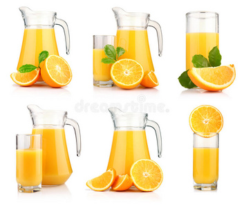 一套水壶和一杯橙汁