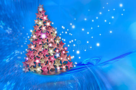 蓝底圣诞树
