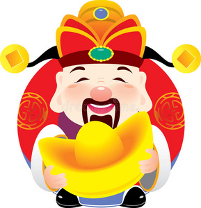 金子财神拿着金子照片