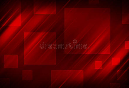 红色抽象线和方形背景