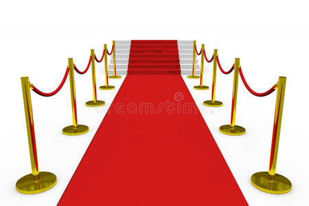楼梯铺红地毯。