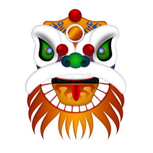 中国舞狮头插画图片