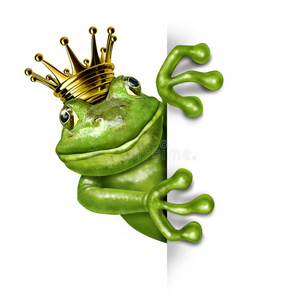 戴着金王冠的青蛙王子照片