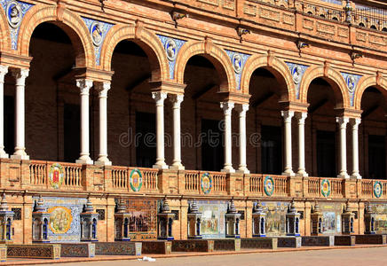 西班牙塞维利亚埃斯帕纳广场瓷砖壁龛