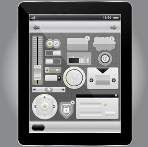 网络和移动界面元素与平板电脑图片
