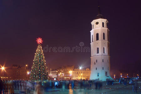 维尔纽斯人的圣诞树和圣诞塔图片