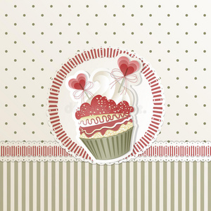 庆祝 饼干 周年纪念日 插图 卡片 可爱的 奶油 糖果 邀请
