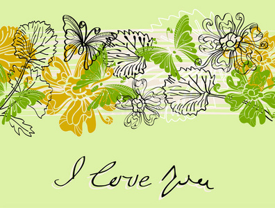 可爱的 植物 自由 艺术 分支 花的 卡片 纸张 环境 框架