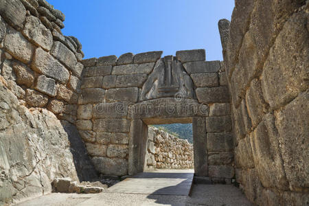 希腊迈锡尼狮子门照片