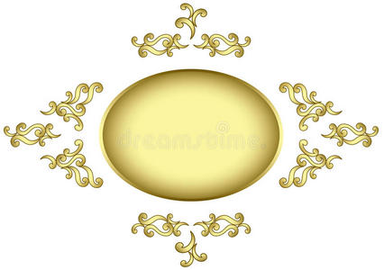 带金色花窗格的金色向量框架图片
