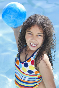 在游泳池里玩耍的非裔美国儿童图片