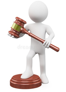 公正锤子带拍卖锤子的3d人照片