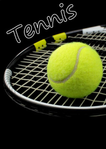 网球拍网球和文字