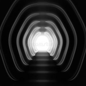 黑暗隧道，末端有光3d