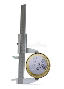 卡尺测量欧元硬币