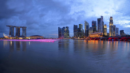 新加坡河全景及天际线