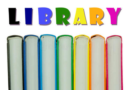 一排排彩色书籍的脊梁图书馆概念