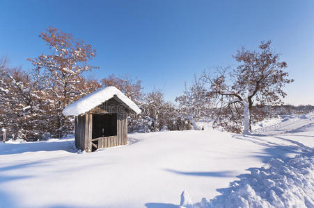 被雪覆盖的小屋