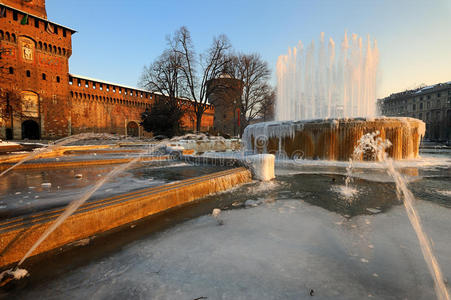 米兰斯福尔泽斯科城堡冰镇喷泉