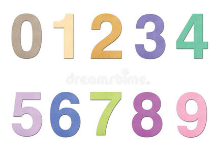 从0白底纸上数字从0到9照片