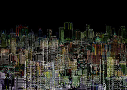 抽象图形构图夜都市