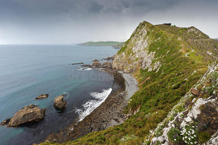 目的地 海滩 边缘 风景 新的 指向 海洋 地平线 沿海