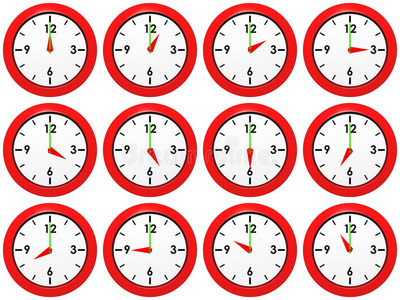 是 框中打勾的绿色标记模拟时钟白色背景的白色闹钟,早上九点模拟时钟