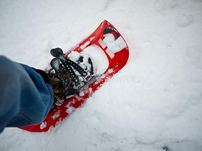 冬季徒步旅行者雪鞋运动