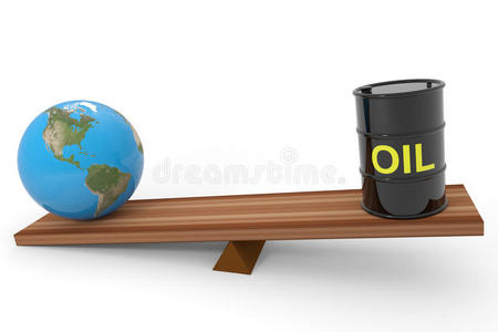 石油桶和地球仪。