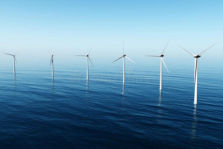 windfarm in the sea 3d渲染