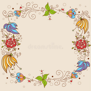 在白底上隔离的水彩色漆刷着色笔的长边框手绘矢量抽象创意复活节