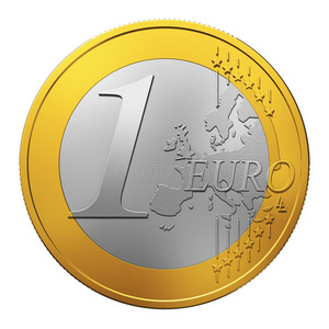 一欧元硬币，白色