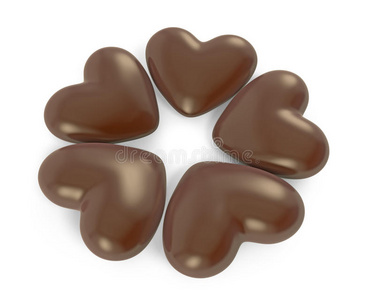 五颗心形巧克力糖图片
