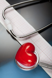 听诊器红心和心电图