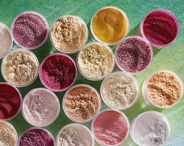 食用生粉食用色素粉大角度拍摄照片