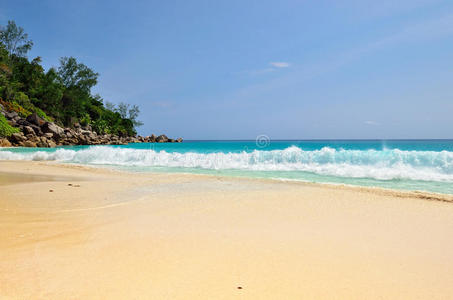 塞舌尔岛热带海滩