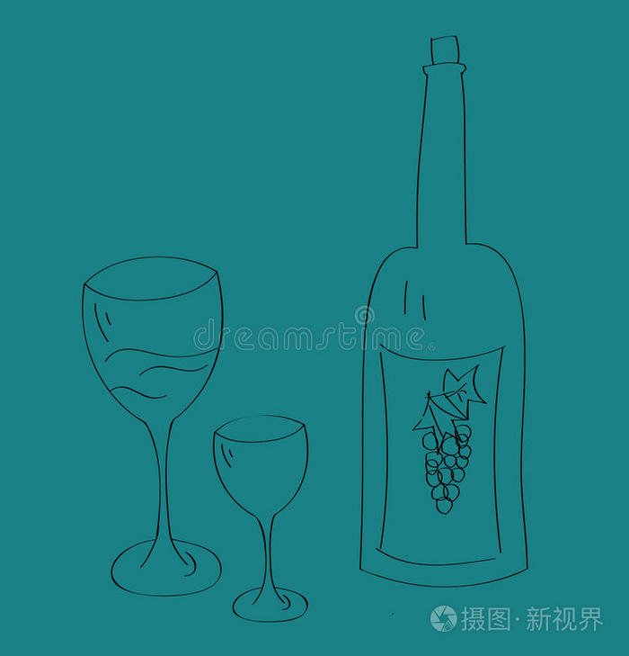 酒瓶和玻璃杯