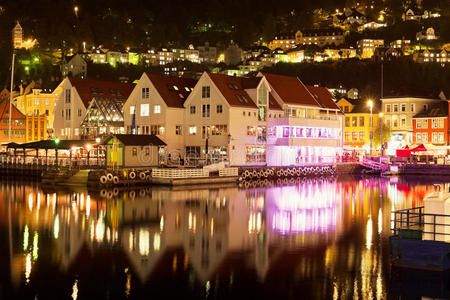 挪威卑尔根夜景