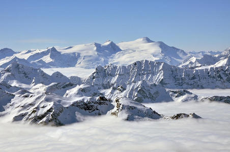 奥地利kitzsteinhorn山顶冬季风景滑雪场