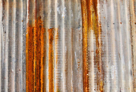 铁锈金属纹理白铁皮金属质感与锈框架生锈的旧屋顶生锈的旧金属波纹