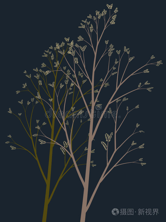 一棵正在开花的树的抽象画