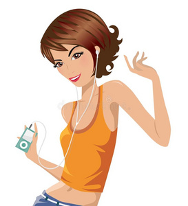 听音乐的女人照片