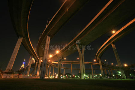 普密蓬桥下的夜景公园