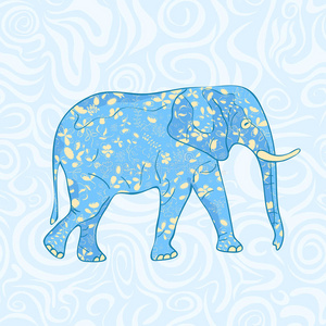 蓝色卡通大象
