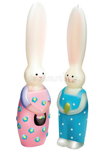 两只复活节兔子蜡烛图片