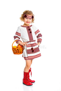 穿乌克兰民族服装的小女孩